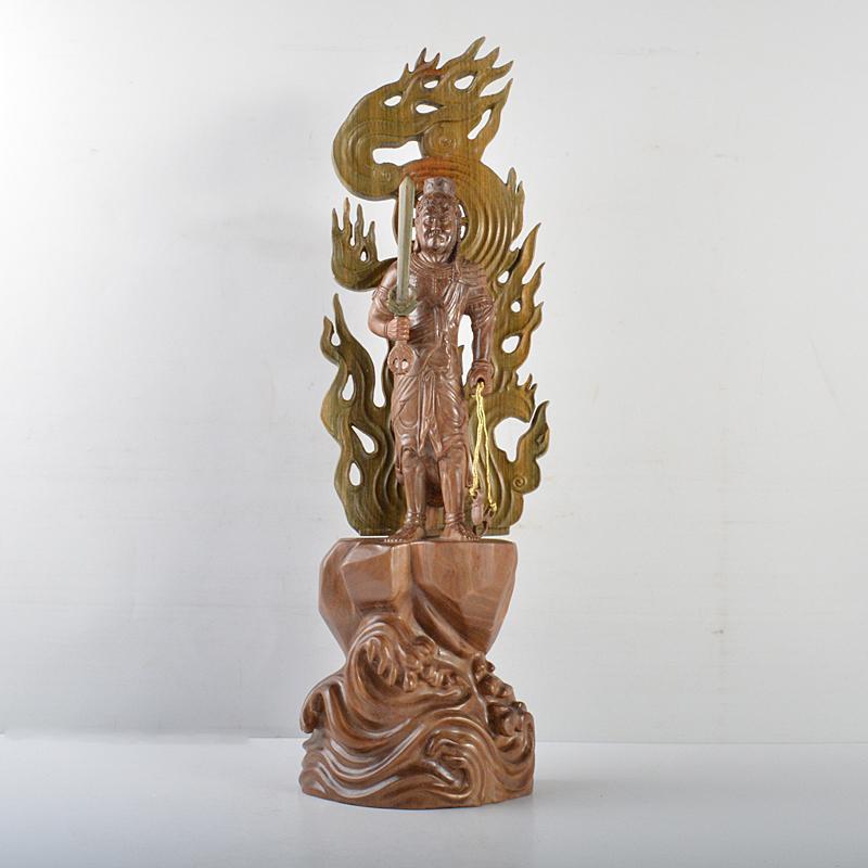 仏教美術、龍上観音像、一刀彫、-