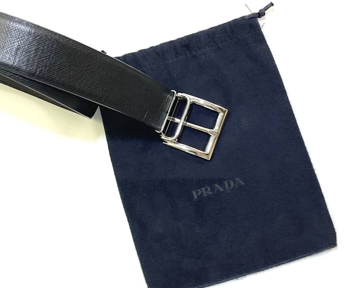 PRADA メンズ サフィアーノ リバーシブル レザーベルト2CC004-053(中古品）_画像2