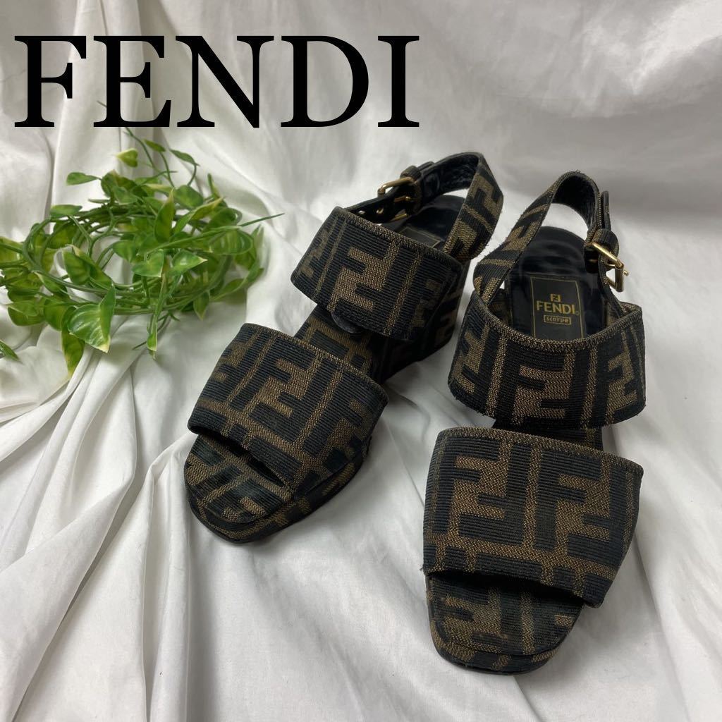 FENDI ズッカ サンダル キャンバス✕本革 激安ブランド www.lagoa.pb