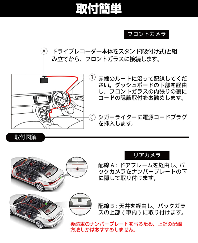 1円~4K 2160P SONY CMOSセンサー GPS搭載 32GBカード 超高画質 日本仕様ドライブレコーダー 前後カメラ WDR 駐車監視 Gセンサー 1年保証_画像10