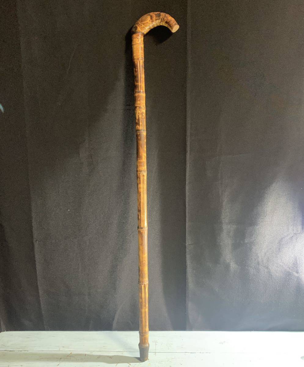 木根 時代物 竹 杖 ステッキ 竹根杖 竹杖 材料 天然竹製 時代物 自然木