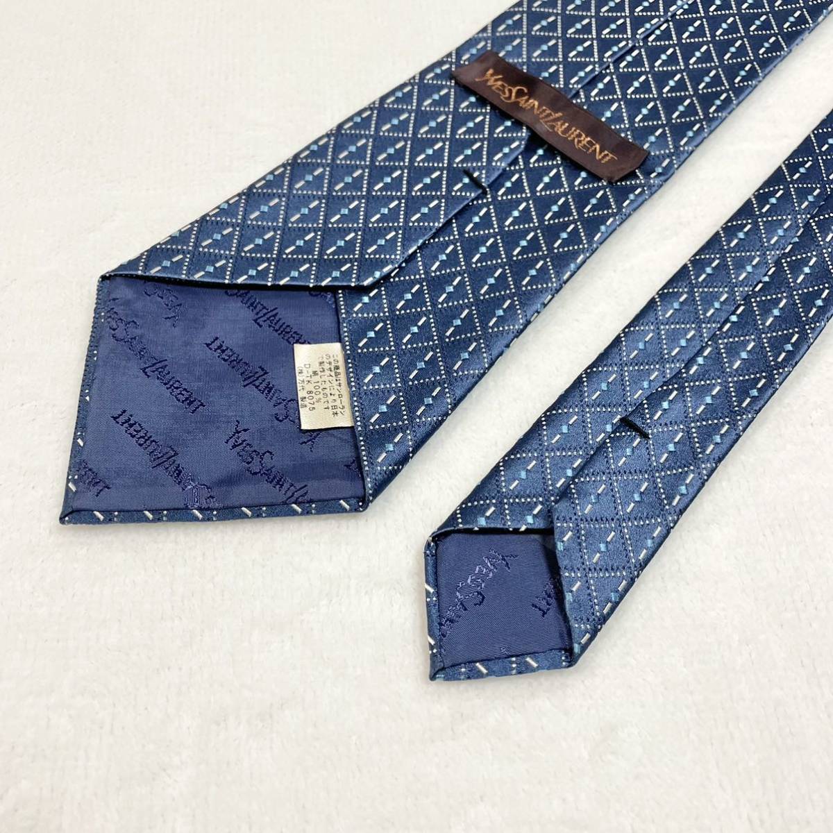 YVES SAINT LAURENT ネクタイ 深緑 総柄