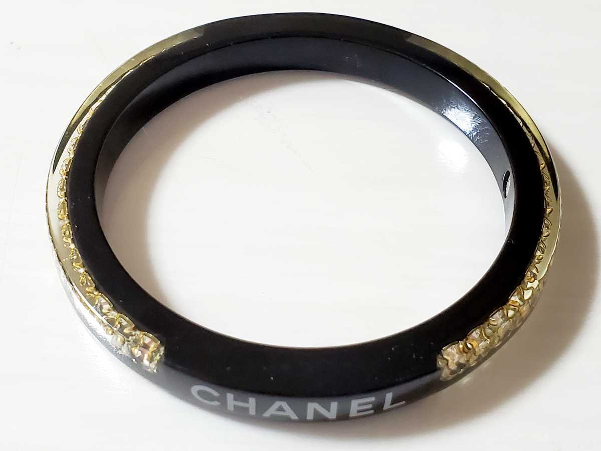 CHANEL シャネル キラキラバングル ブレスレット ブラック 黒 ワンサイズ 内径約20cm_画像7