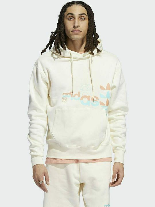 adidas originals パーカー H31325 adidasoriginals アディダストレフォイル アディダスオリジナルMサイズ オフホワイト トレフォイル _画像1