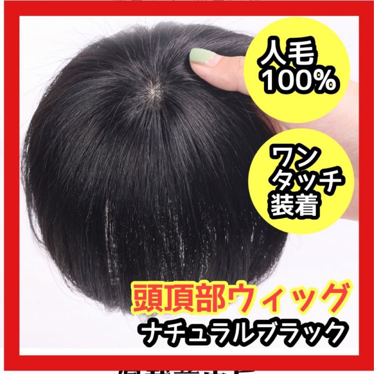 頭頂部 ウィッグ 部分かつら ヘアピース 自然 ブラック つけ毛 メンズ にも