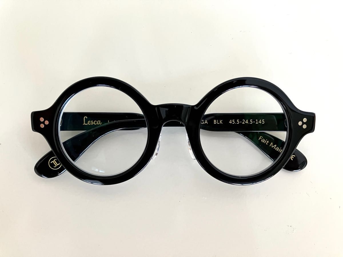 lesca lunetier レスカ 眼鏡 ラウンド ブラック 丸眼鏡 セル 【返品