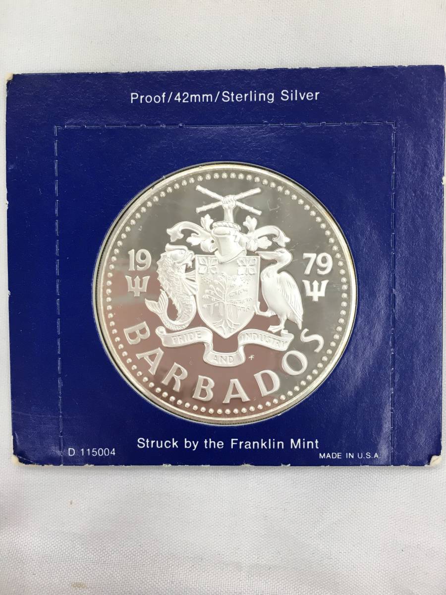 ☆未使用品♪バルバドス 10ドル プルーフコイン 1979年 銀貨 SV925 フランクリンミント☆の画像3