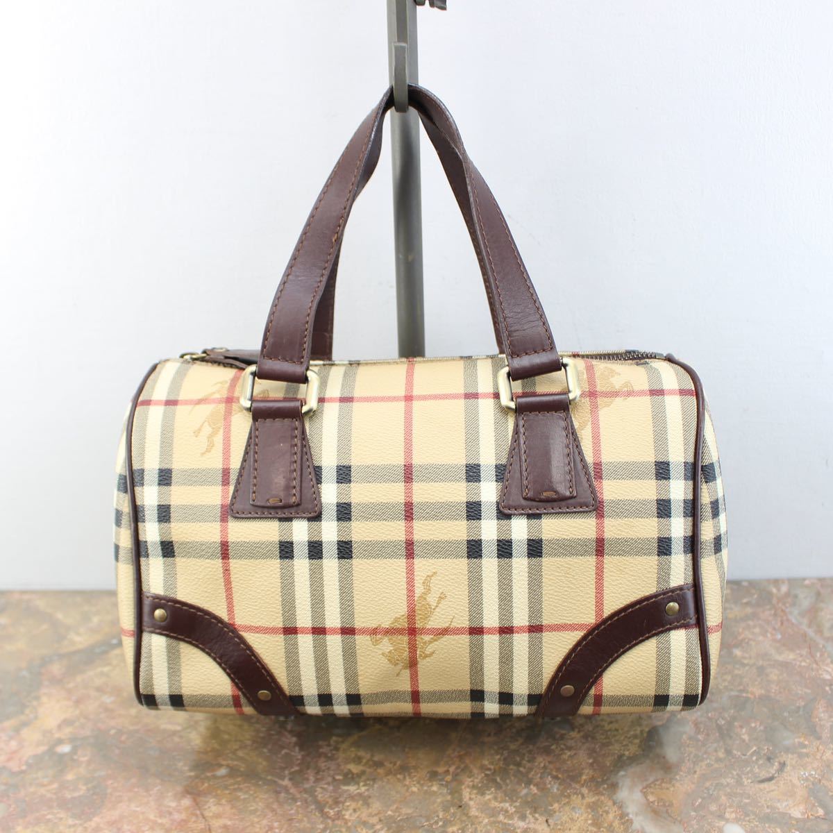 BURBERRY CHECK PATTERNED MINI BOSTON BAG/バーバリーチェック柄ミニボストンバッグ