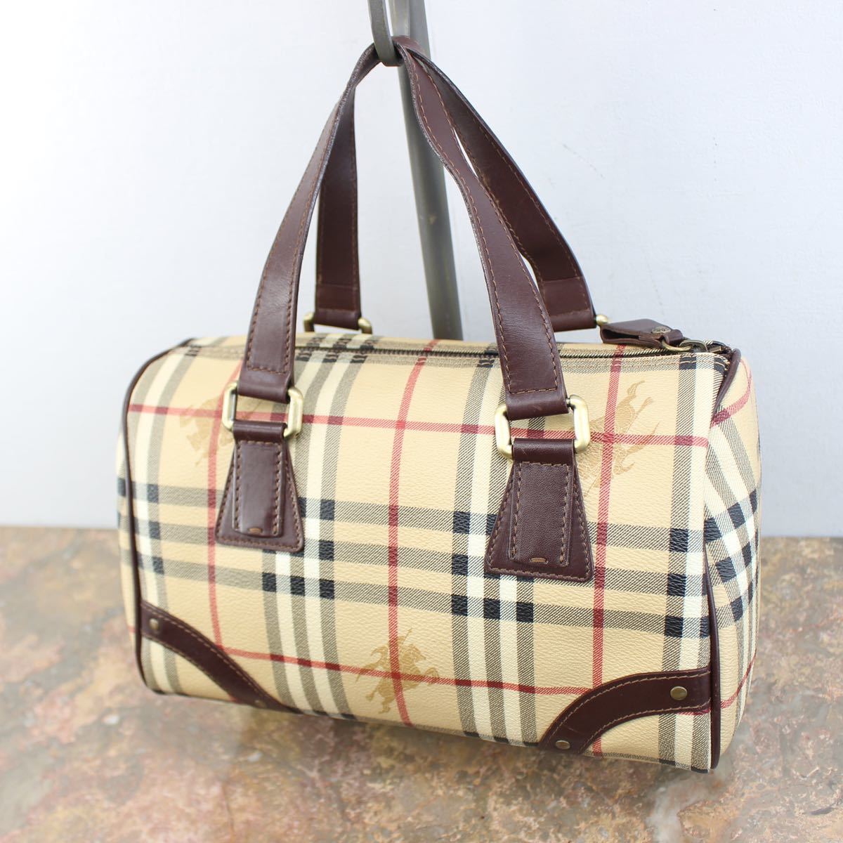 BURBERRY CHECK PATTERNED MINI BOSTON BAG/バーバリーチェック柄ミニボストンバッグ