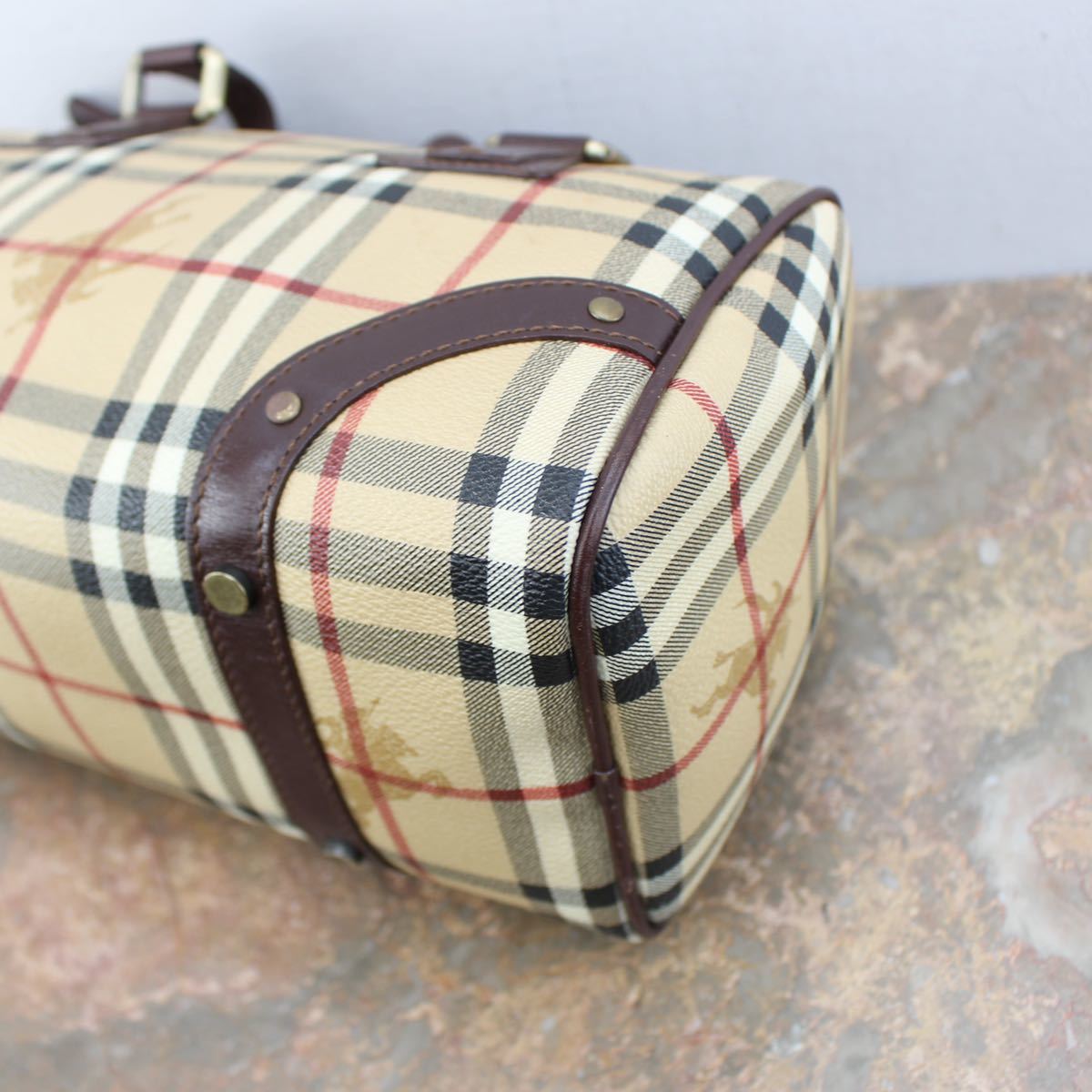 BURBERRY CHECK PATTERNED MINI BOSTON BAG/バーバリーチェック柄ミニボストンバッグ