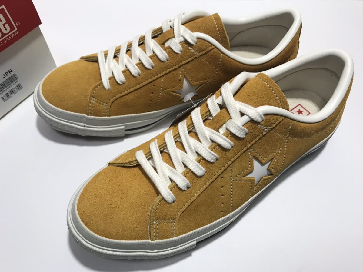  unused!! Converse made in Japan ONE STAR J SUEDE GOLD one Star suede Gold 25cm US 6.5 box attaching made in japan Japan meido