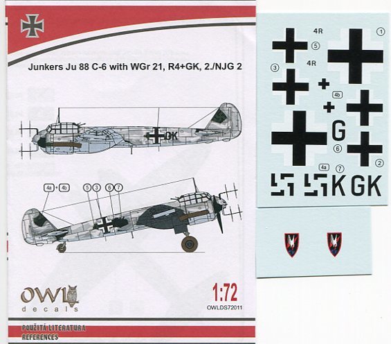 1/72 オウルデカール　ユンカース Ju 88 C-6　W.Gr 21装備機_画像1