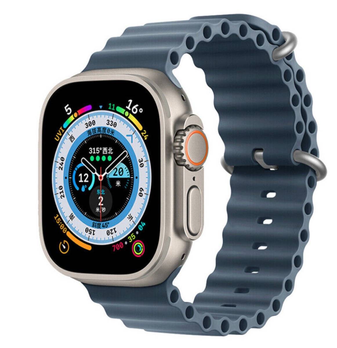 【高品質】Apple Watch 38/40/41/42/44/45/49mm対応 バンド ストラップ ライトネイビー Watch Series Ultra 8 7 6 5 4 SE スポーツ_画像1