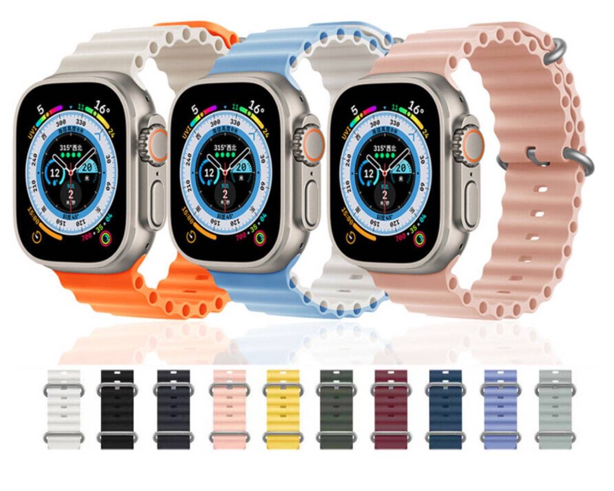 【高品質】Apple Watch 38/40/41/42/44/45/49mm対応 バンド ストラップ ライトネイビー Watch Series Ultra 8 7 6 5 4 SE スポーツ_他カラー出品中