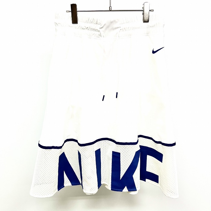 NIKE Nike L женский несколько тонкий спорт flair юбка кромка сетка сетка подкладка талия . резина . шнур поли 100% белый × синий blue 