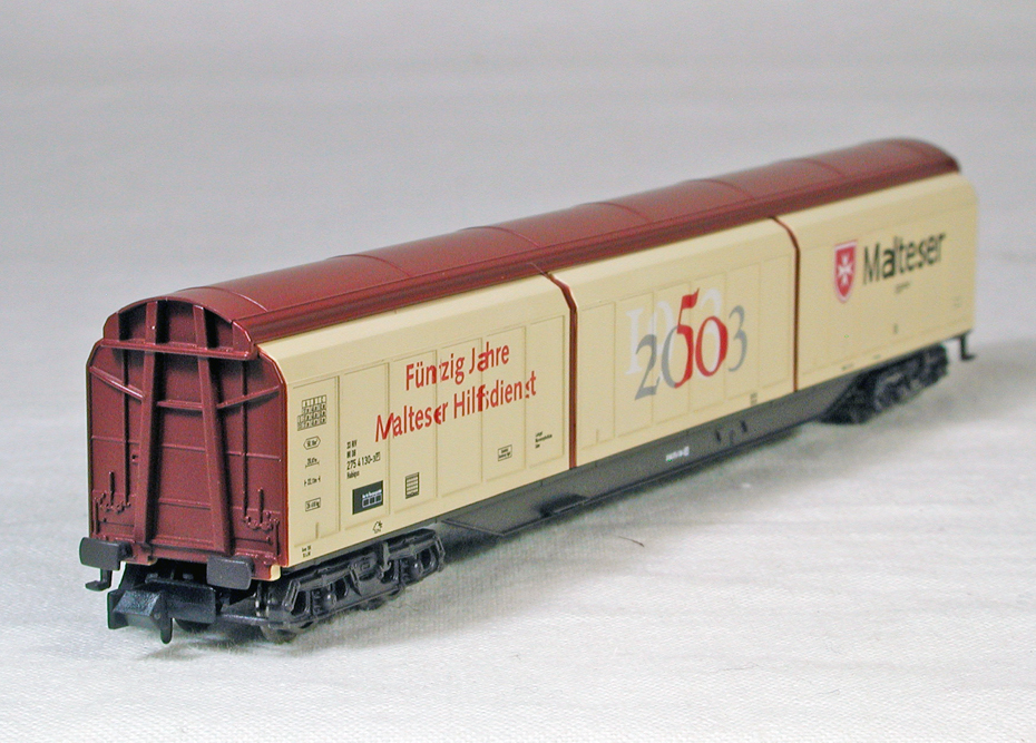 ELECTROTREN #7709 ＤＢ（旧西ドイツ国鉄） Ｈａｂｉｓ型高容量ボギー有蓋貨車　Ｍａｌｔｅｓｅｒ （マルタ非政府救援機関）_画像2