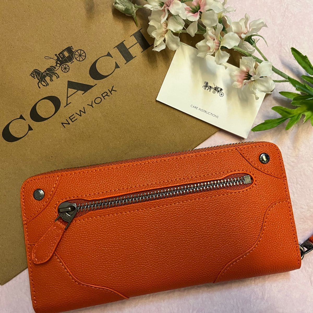 COACH コーチ 長財布 オレンジ レディースメンズ 新品 アウトレット