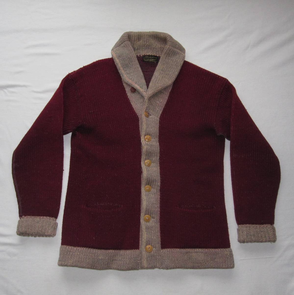 *30\'s shawl color cardigan two tone color / 1930s 20s 10s 40s / vintage / shawl / eyelet / wool / Vintage 