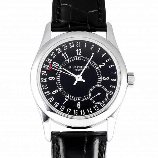  Patek * Philip PATEK PHILIPPE Calatrava 6000G-001 black face used wristwatch men's 