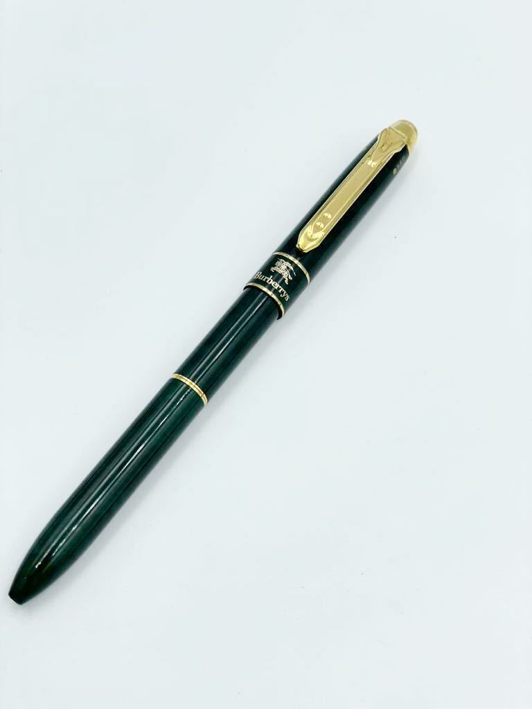 バーバリー　多機能ボールペン　3色ボールペン　ダークグリーン　極美品　メンズ　レディース　万年筆　BURBERRY