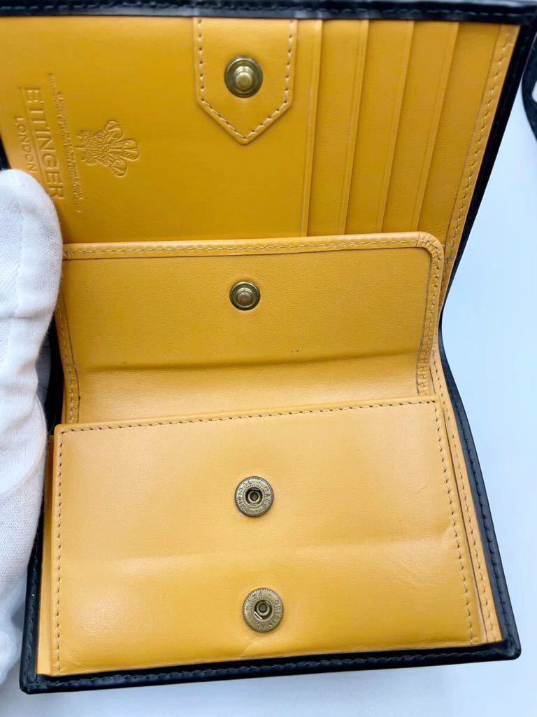 極美品 エッティンガー 二つ折り財布 ブラック× イエロー 極美品 エッティンガー 二つ折り財布 ブラック× イエロー