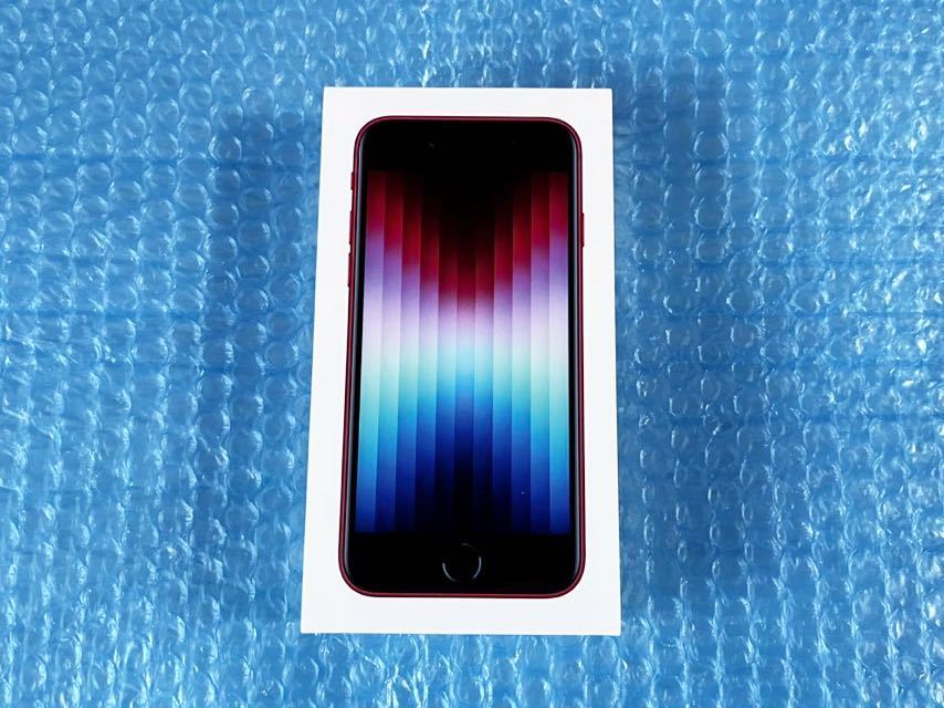 新品 [au iPhone SE 3 (第3世代）128GB RED 赤 レッド MMYH3J/M SIMロック解除済]_画像1