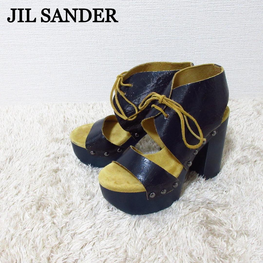 【オンラインショップ】 レザー クラック加工 ジルサンダーネイビー NAVY SANDER JIL 良品 チャンキーヒール A101 ネイビー 紺 約23.5㎝ 36.5 サンダル その他 【オンラインショップ】 レザー クラック加工 ジルサンダーネイビー NAVY SANDER JIL 良品 チャンキーヒール A101 ネイビー 紺 約23.5㎝ 36.5 サンダル その他