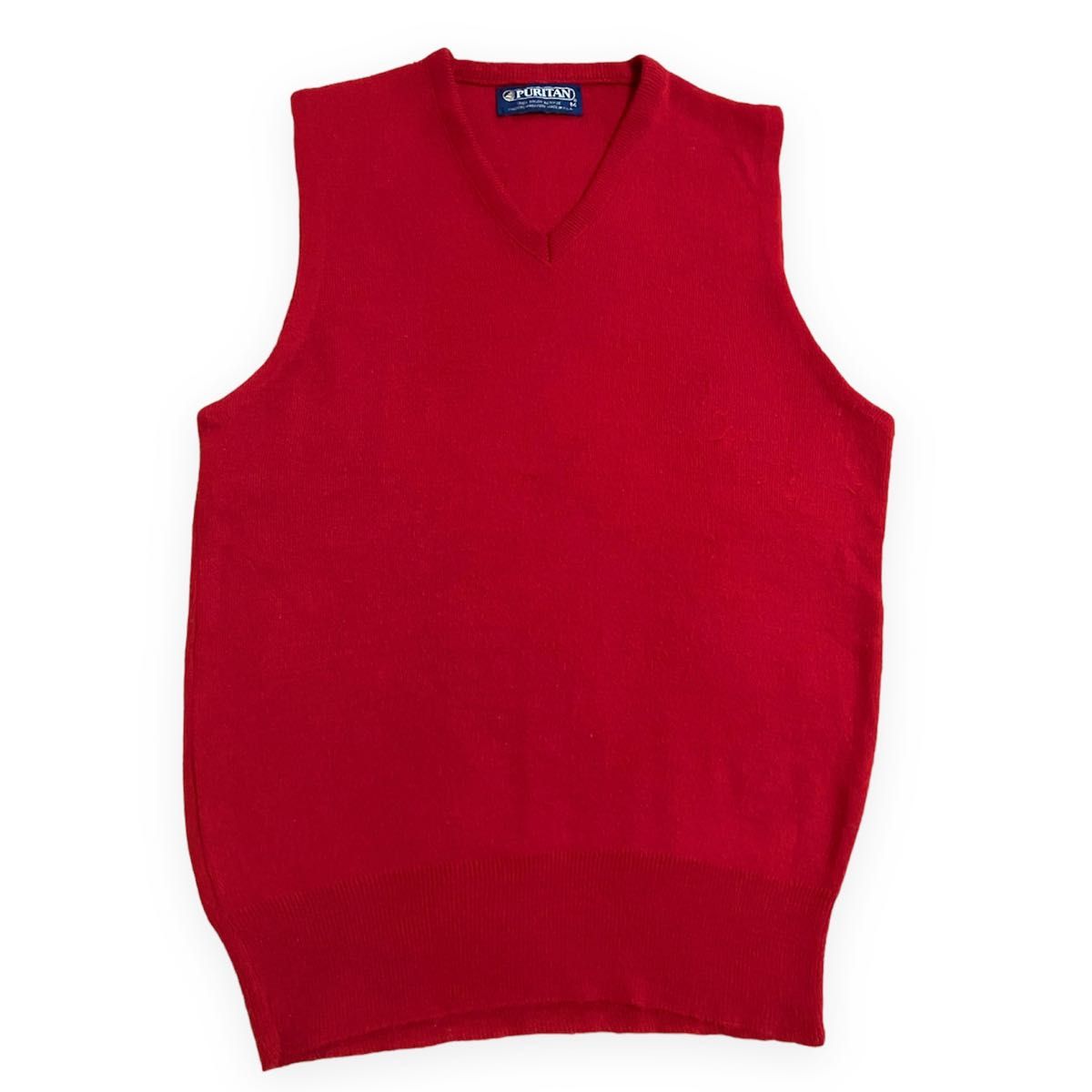 80s PURITAN "Red" Acryl Knit Best USA製