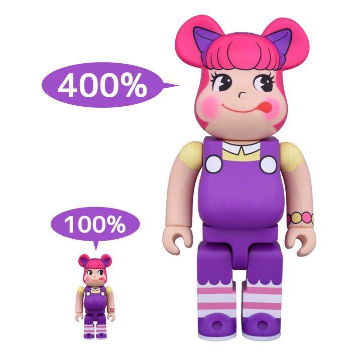 新品未開封　BE@RBRICK ペコラちゃん　100％＆400％　不二家　魔法のミルキー　ベアブリック MEDICOM TOY メディコムトイ 100% 400% 即納