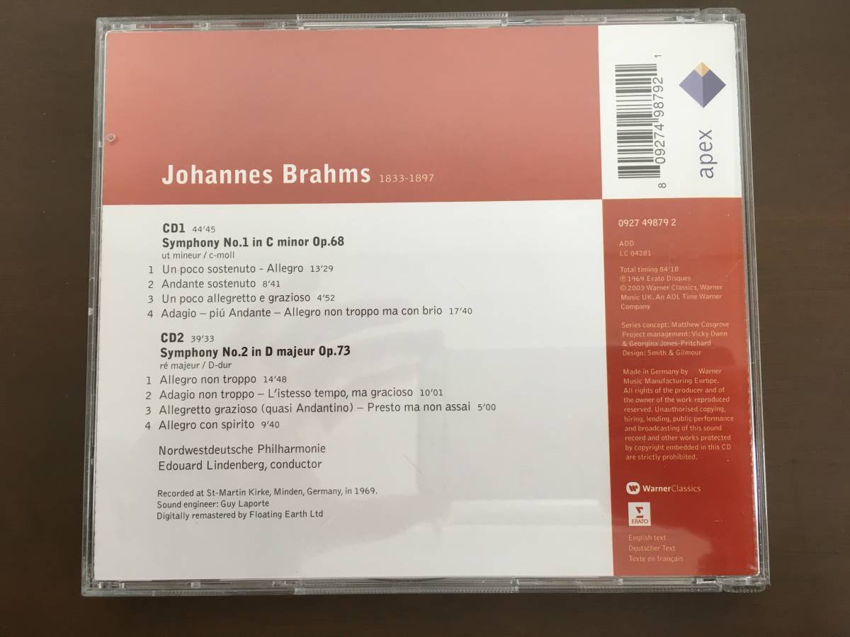 2CD/Brahms　Symphonies Nos.1&2/【J17】 /中古_画像2