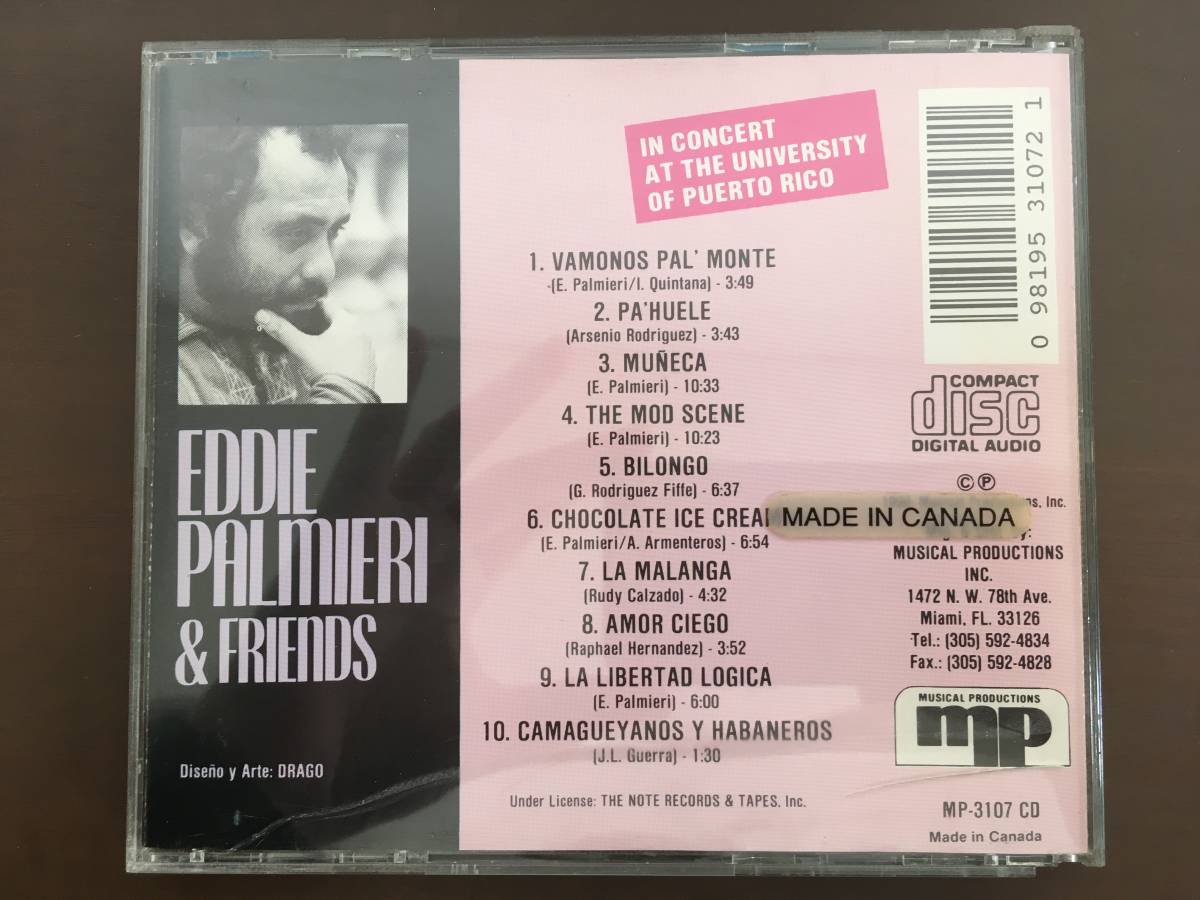 CD/EDDIE PALMIERI &FRIENDS IN CONCERT AT THE UNIVERSITY OF PUERTO RICO/【J18】 /中古_画像2