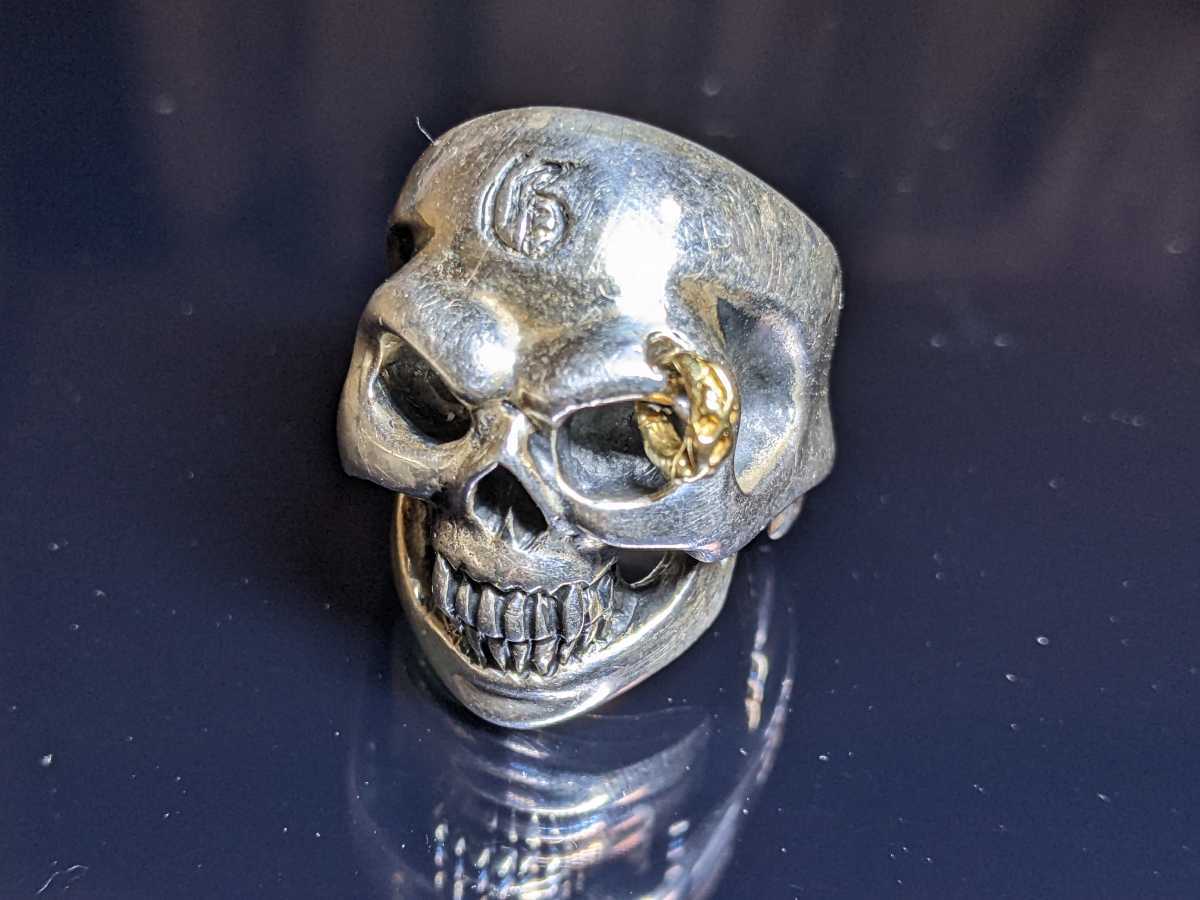 K18 750 シルバー 925 SILVER 銀 金 ギローム GUILLAUME リング ドクロ スカール スカル 13号 35g Skull 18k Gold Ring