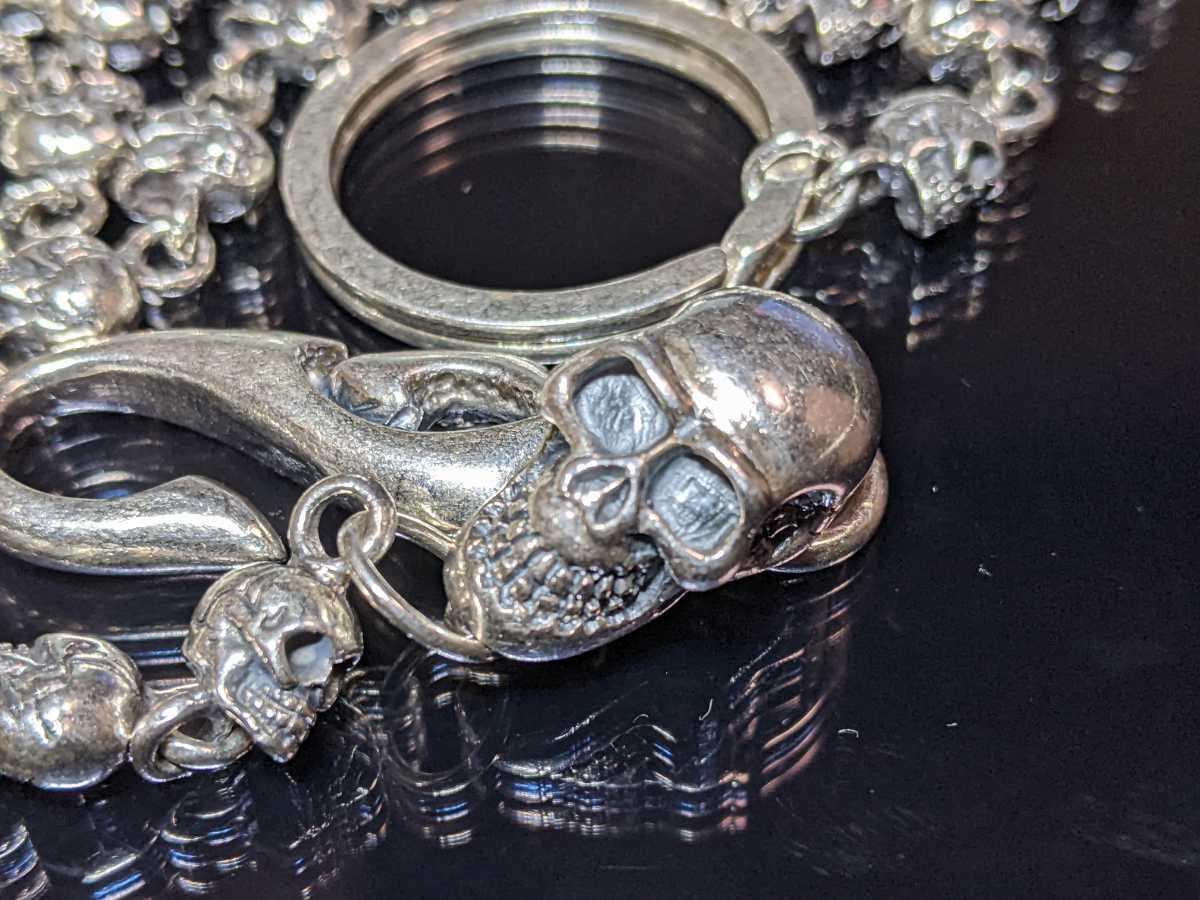 silver シルバー スカル ドクロ・頭蓋骨 ボーン（骨）ウォレットチェーン チェーン 鎖 ネックレス アクセサリー