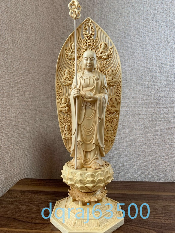 豊富なギフト 極上品 仏教美術 高約43cm 　仏像　木彫　地蔵菩薩像　檜木 仏像