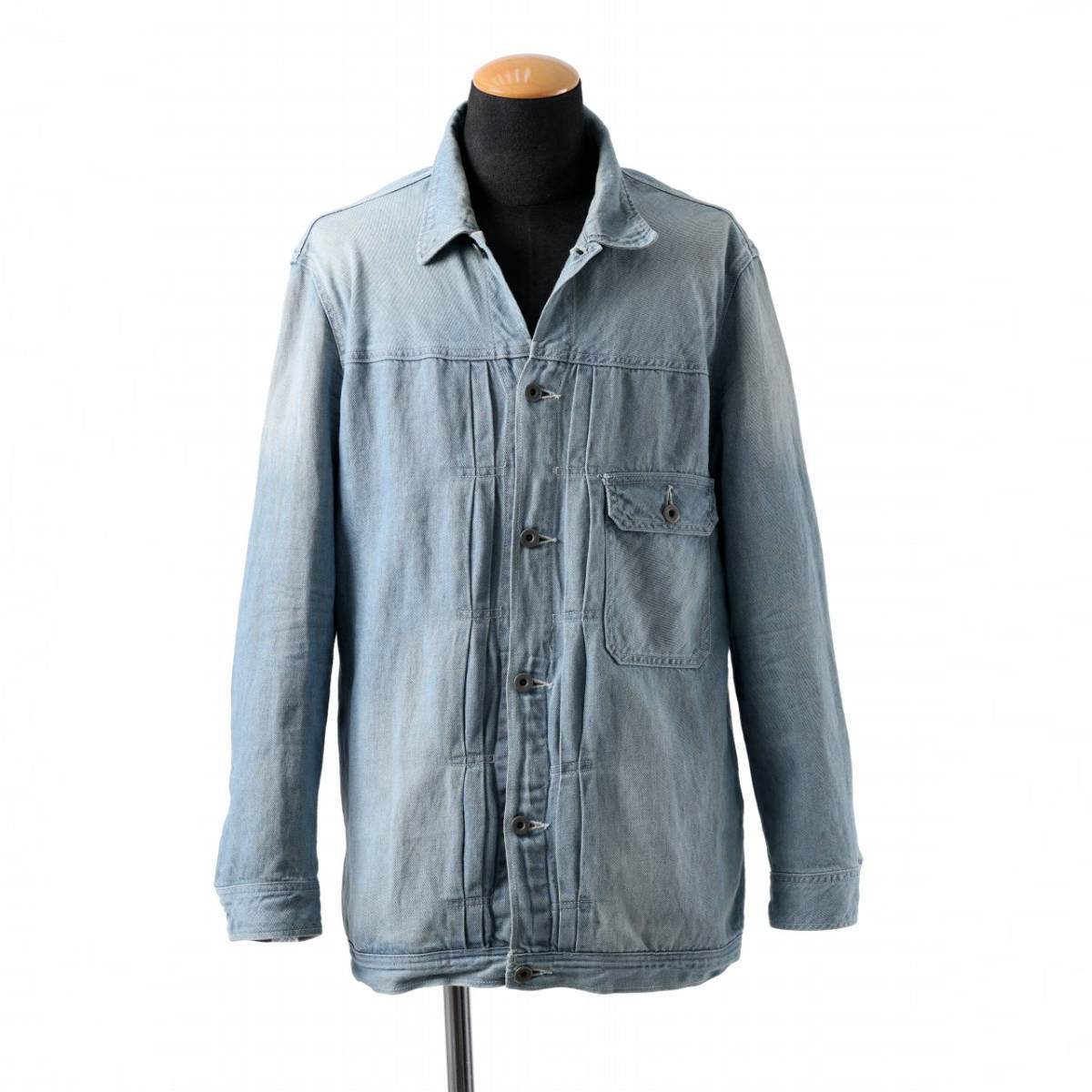 ISAMU KATAYAMA BACKLASH イサムカタヤマバックラッシュ 定価60500円 LOOSEY JEAN JACKET/COTTON LINEN DENIM incarnation ルイスレザー_画像1