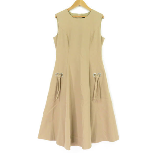 美品 フォクシー 37505 ワンピース ベージュ系 40 コットン100