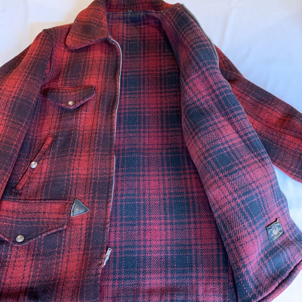 30s J.C.Penney Co. PLAID WOOL HUNTING JACKET ヴィンテージ ビンテージ オンブレ ウールハンティングジャケット ハトメ 20s 40s 送料無料_画像8