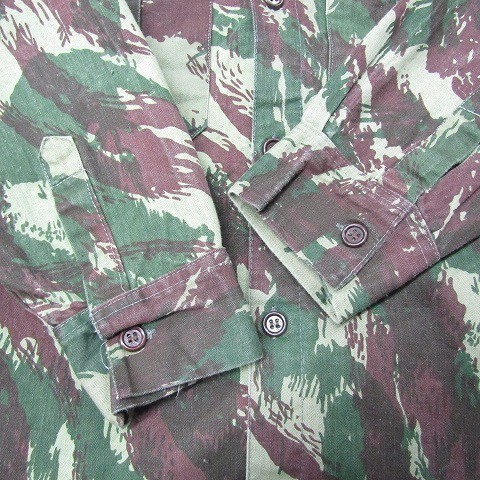 70s~ ポルトガル軍 実物 サイズ S~ HBT フィールド シャツ 長袖 ヘリンボーン ツイル 古着 ビンテージ ミリタリー 1N1815_画像6
