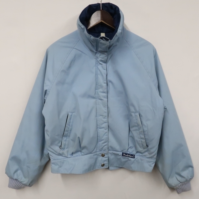 2JA1879 サイズ 14 古着 ビンテージ USA製 80s 80年代 パウダーホーン Powderhorn 中綿 ダウン ジャケット ブルゾン 水色 紺の画像1