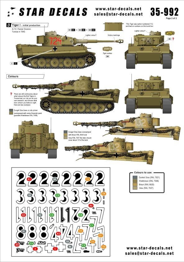 スターデカール 35-992 1/35 アフリカのタイガー #1第501重戦車大隊・第10装甲師団_画像3