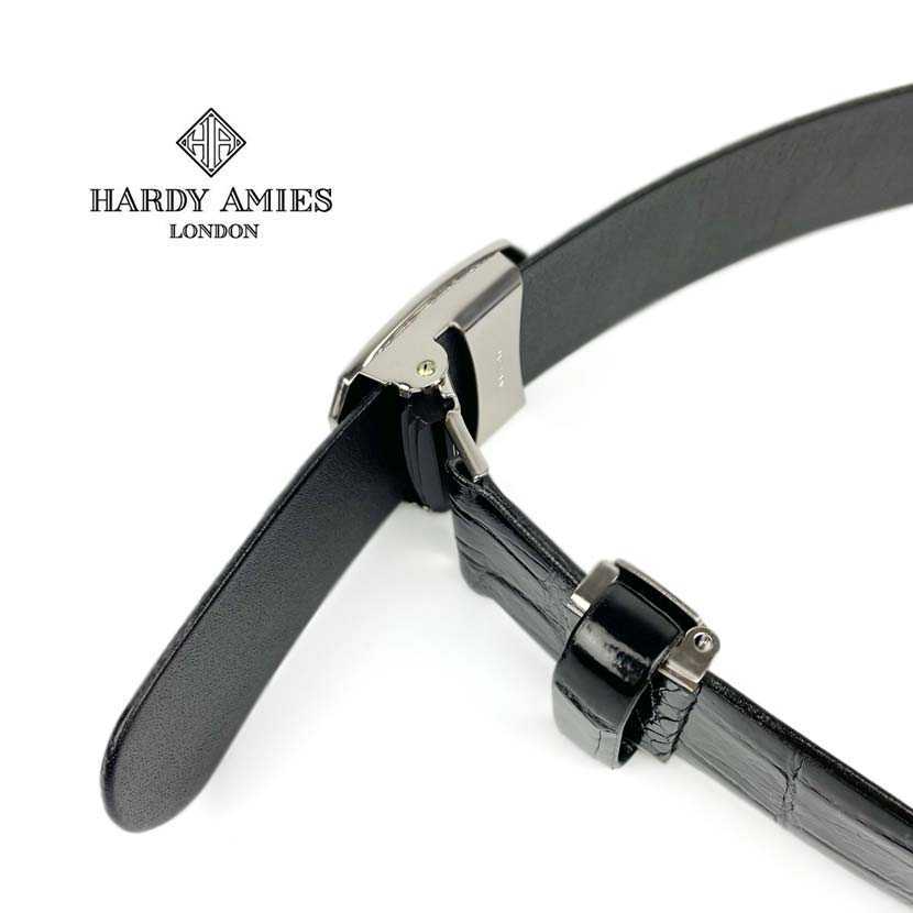HARDY AMIES ハーディエイミス 日本製 クロコダイルレザー 穴なし