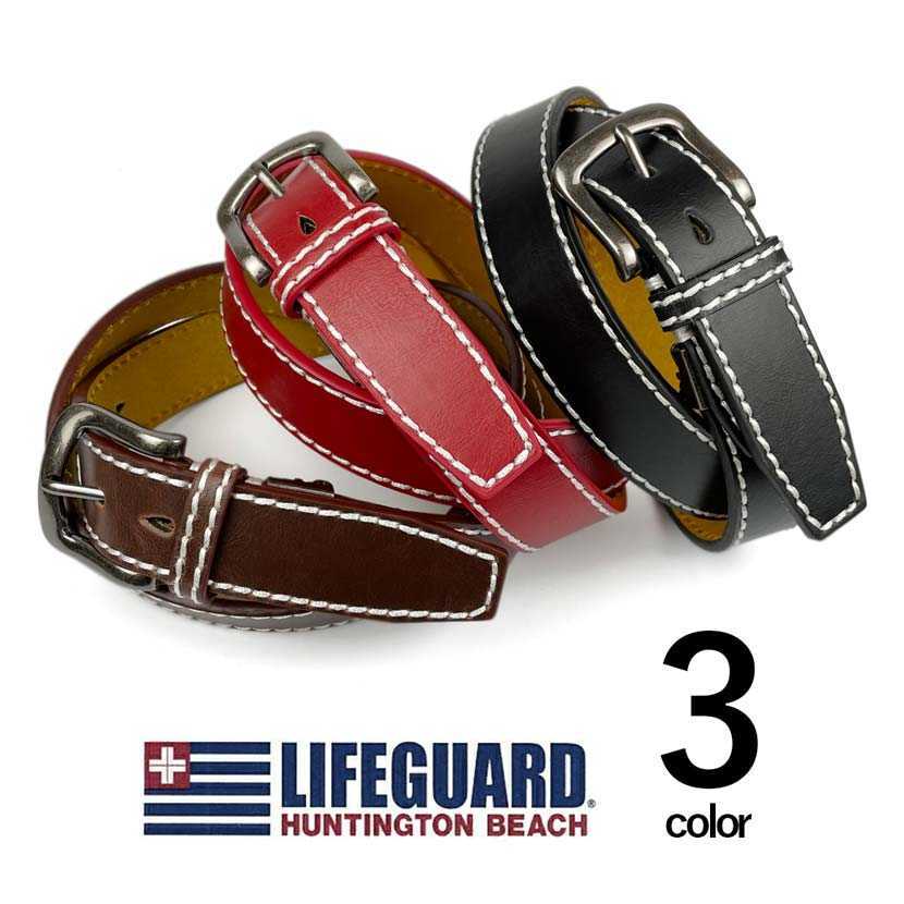 全3色 LIFEGUARD U.S.A.ライフガード リアルレザー ステッチデザインベルト