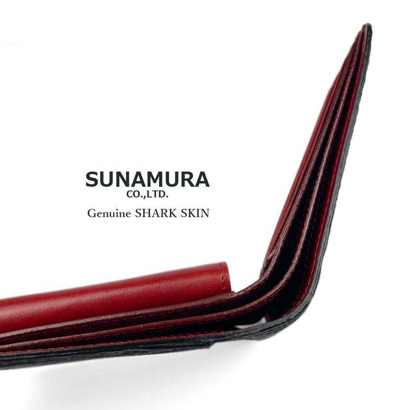 【全2色】SUNAMURA 砂村 日本製 高級 シャークレザー 二つ折り財布 ショートウオレット 鮫革 7