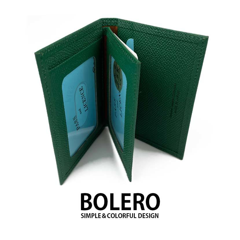 [ all 6 color ]BOLERO bolero made in Japan real leather middle bela attaching ticket holder pass case card-case thin type 