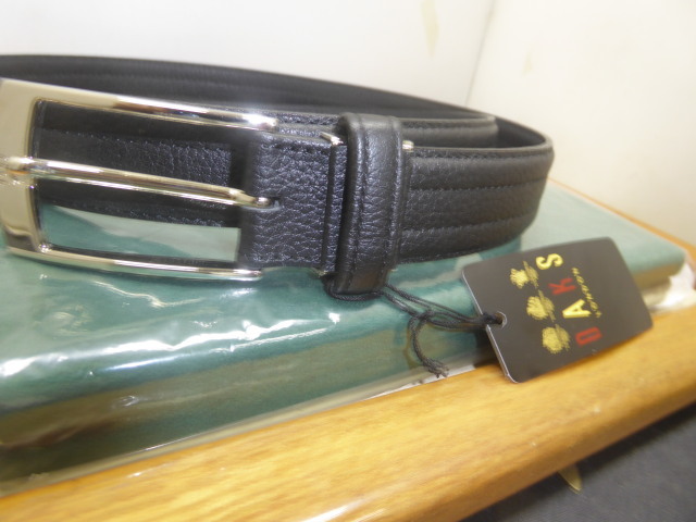 格安　新品　ダックス　皮黒　ドレスベルト Wステッチ　１００　日本製上質　たぐ付_画像2