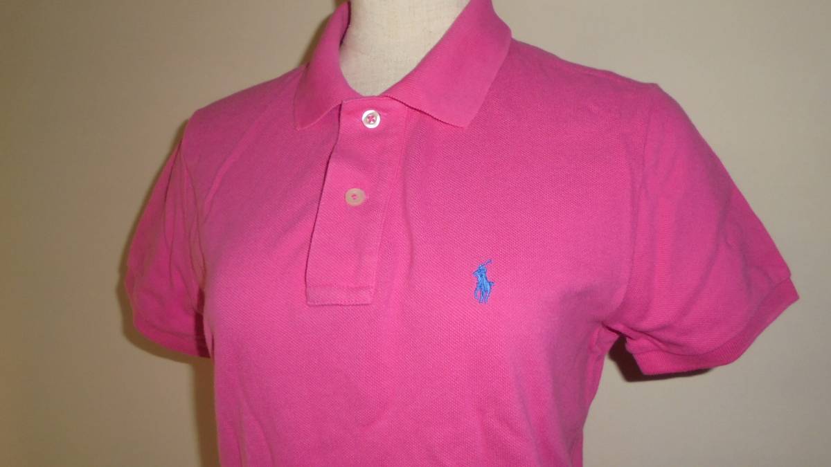 RALPH LAUREN Ralph Lauren po knee polo-shirt with short sleeves pink L lady's THE SKINNY POLO impact 21