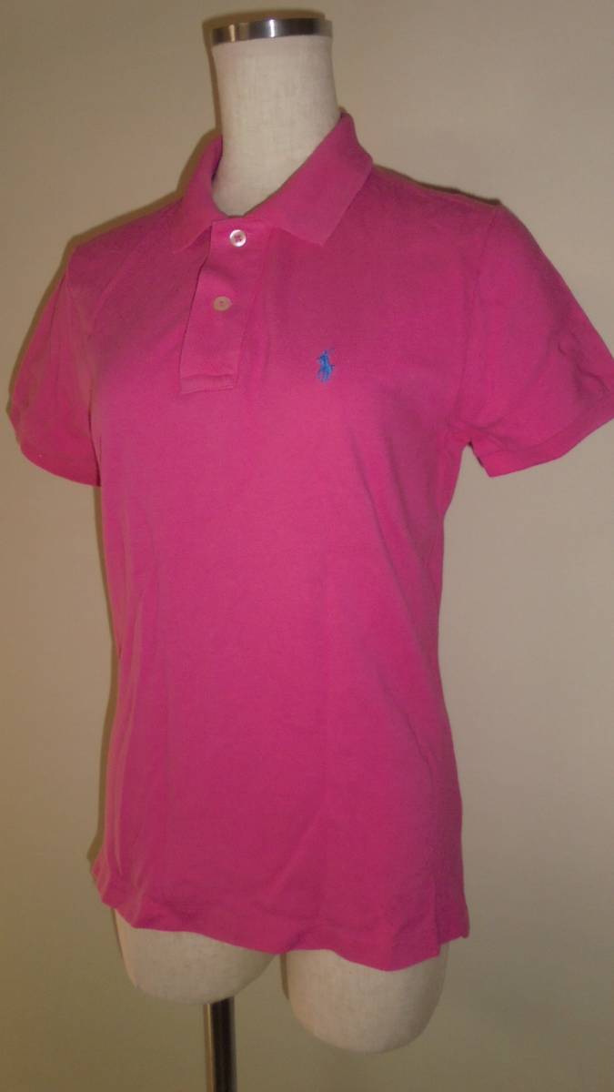 RALPH LAUREN Ralph Lauren po knee polo-shirt with short sleeves pink L lady's THE SKINNY POLO impact 21
