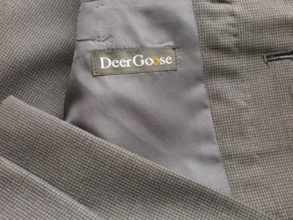 【極美】定価6.8万 Deer Gooseダークグレイ ウール100% 格子織り メンズ3Bクラシコ　スーツ●AB7　即発送可能_画像2