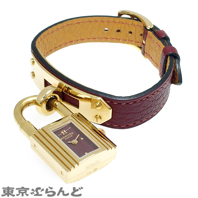 エルメス 腕時計 ケリーウォッチ クォーツ カデナ型 刻印 ○Y ボルドー