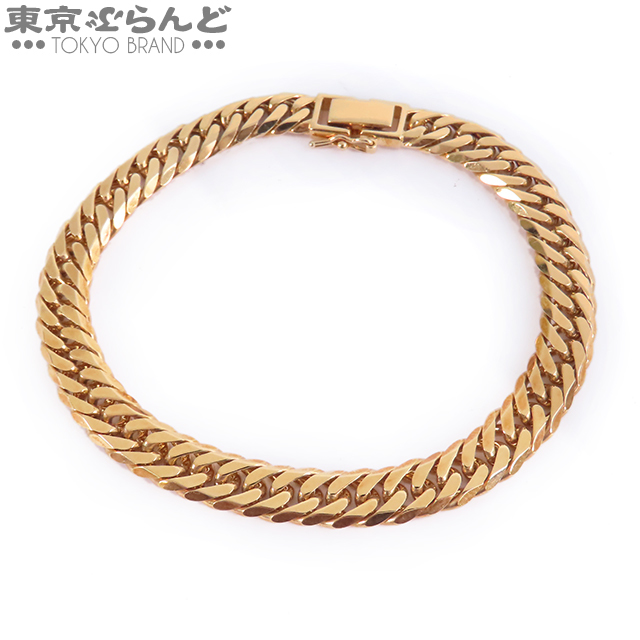 008017725 flat 6 surface double bracele K18YG yellow gold gold 750ki partition 6 surface W chain bracele 31.3g 20cm